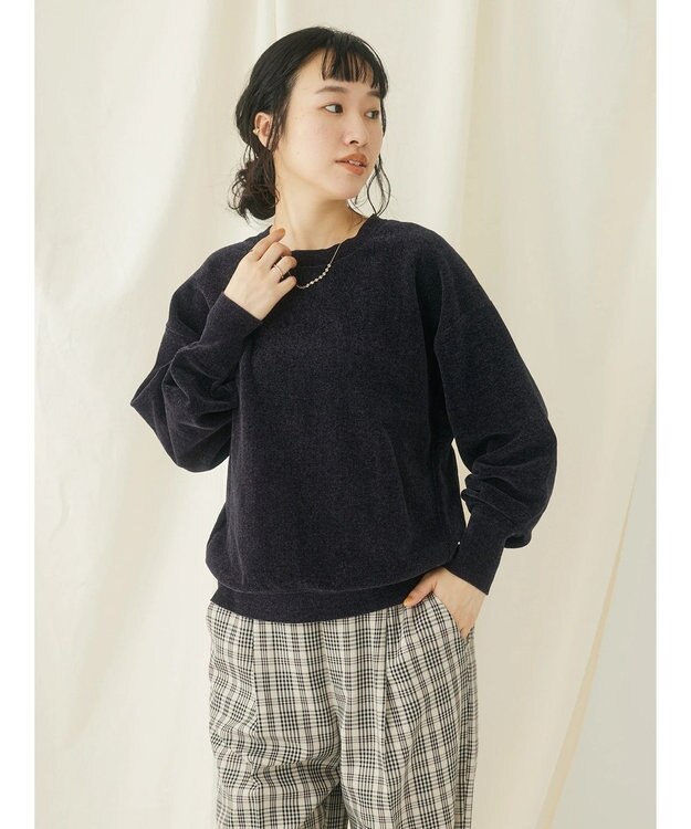 CRAFT STANDARD BOUTIQUE シェニールヤーンニットプルオーバー Navy