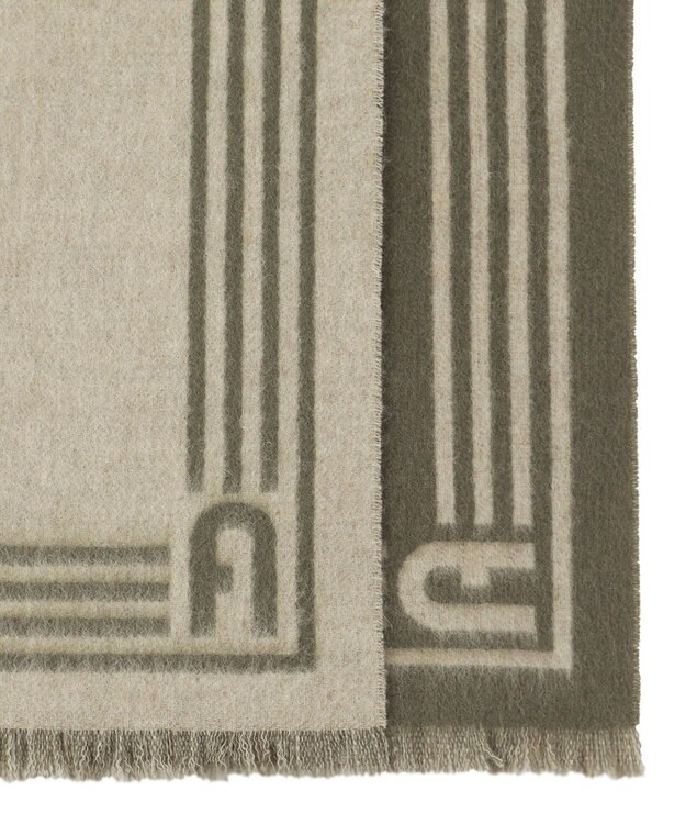 MOONBAT FURLA ウール100%リバーシブルジャカードマフラー/幅40cm ベージュ