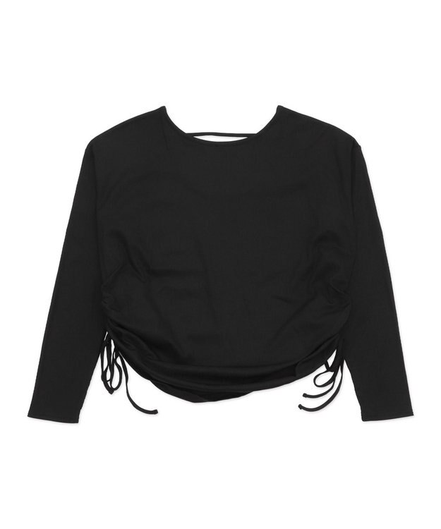 WEGO 【ラッシュガード/吸水速乾/UVカット/日焼け対策/体型カバー】リブドロストデザイントップス ブラック