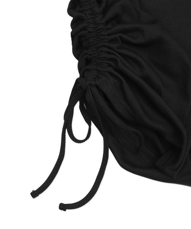 WEGO 【ラッシュガード/吸水速乾/UVカット/日焼け対策/体型カバー】リブドロストデザイントップス ブラック