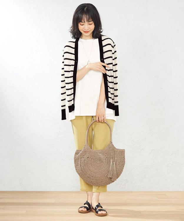 ANY 【UVケア】ミドルレングス カーディガン オフ×ブラック