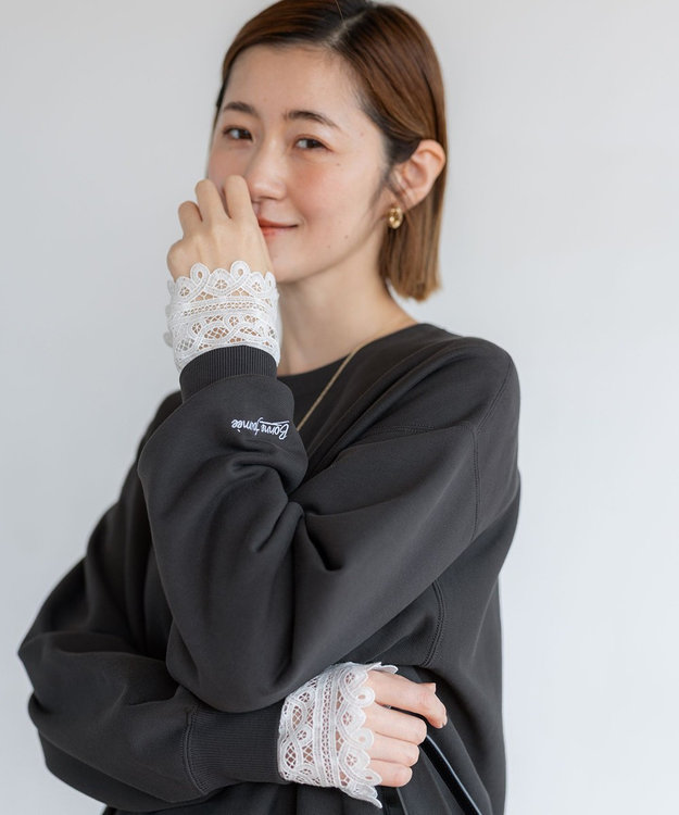 23区 S 【洗える】ナチュラルコットンベア レースレイヤード カットソー ホワイト系