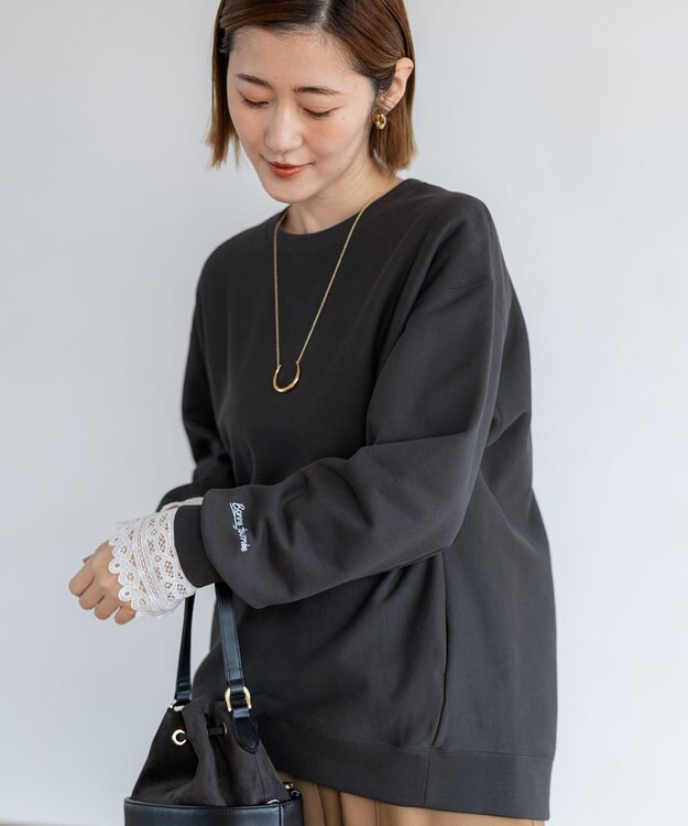 23区 S 【洗える】ナチュラルコットンベア レースレイヤード カットソー ホワイト系