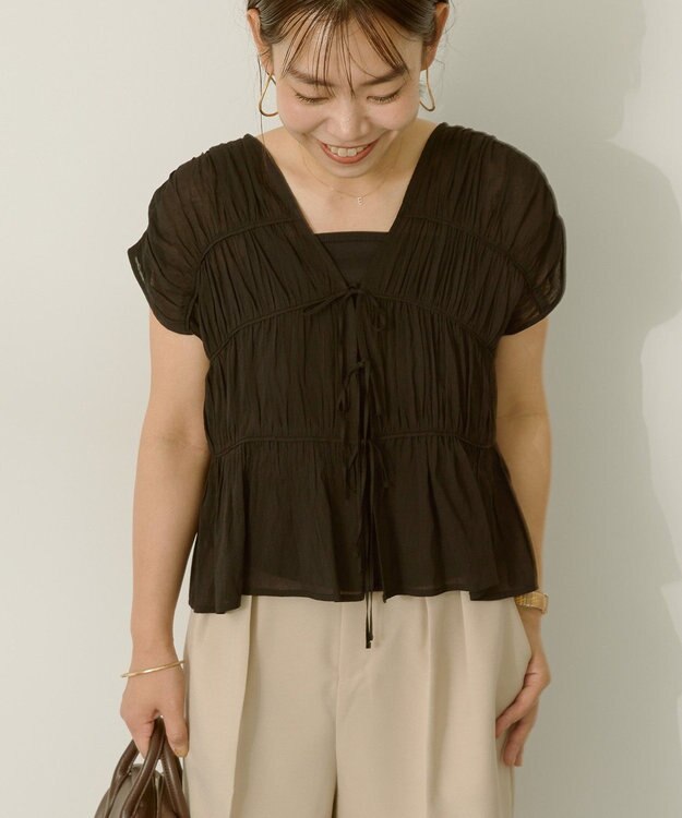 AMERICAN HOLIC 【前後2WAY】フロントリボンブラウス Black