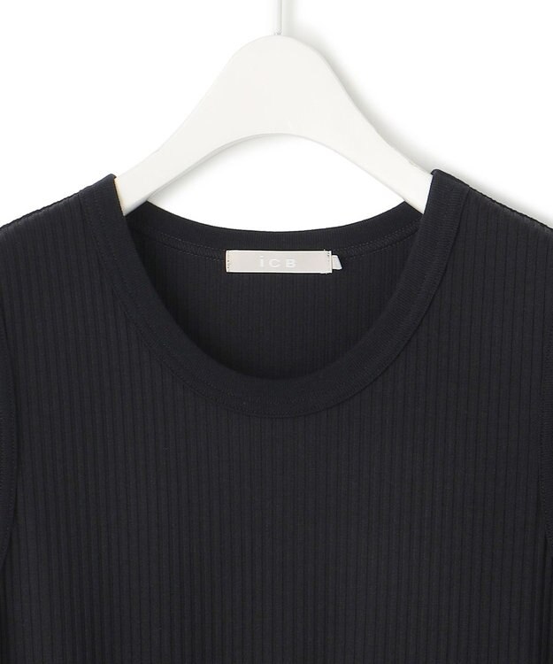 ICB L 【WEB限定・洗える】 リブコンビタイプライター ワンピース ネイビー系