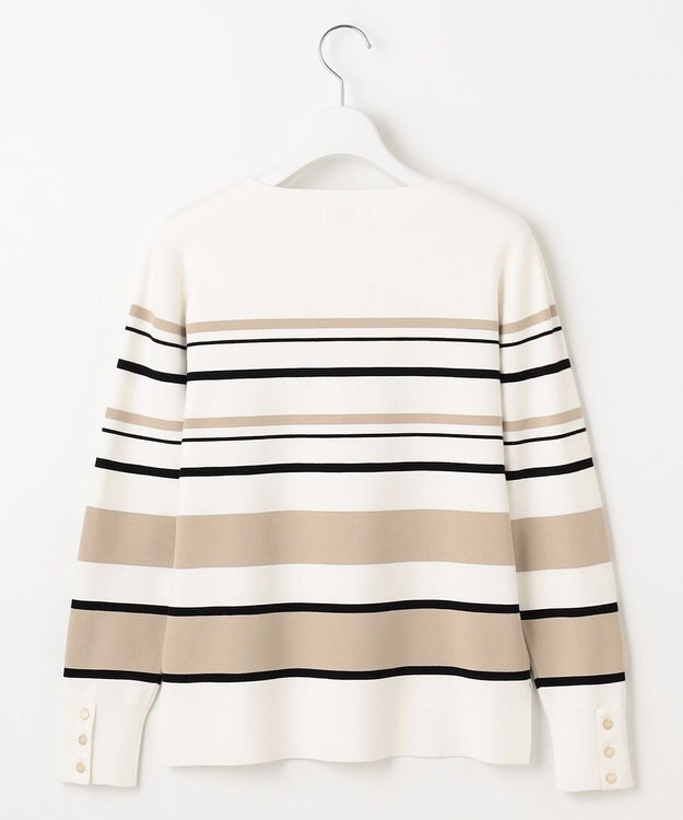 J.PRESS LADIES 【洗える】Rayon Stretch Border ニット オフ×ベージュ系