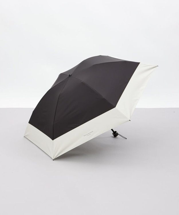 AURORA 【MACKINTOSH LONDON（マッキントッシュ ロンドン）】天然風バイカラー切継ぎ晴雨兼用パラソル（折りたたみ傘） チャコールグレー