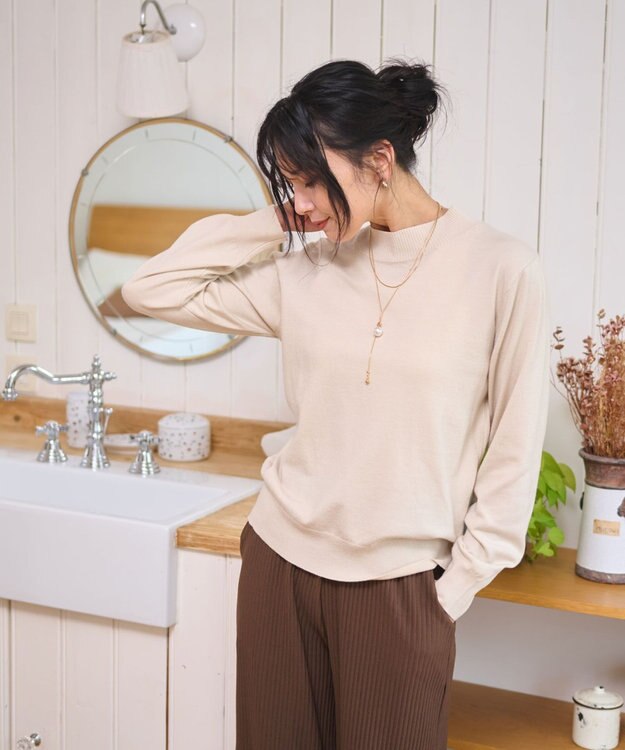 WEGO 【WEB限定/25年秋冬新作/洗濯OK/毛玉レス】ハイネックプルオーバー ベージュ