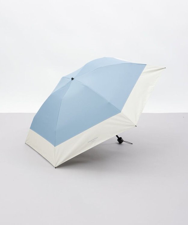 AURORA 【MACKINTOSH LONDON（マッキントッシュ ロンドン）】天然風バイカラー切継ぎ晴雨兼用パラソル（折りたたみ傘） サックス