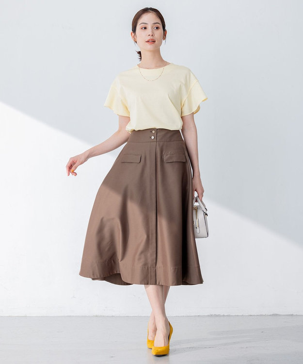 組曲 【洗える・涼感】シアーボイル スカート ダークブラウン系