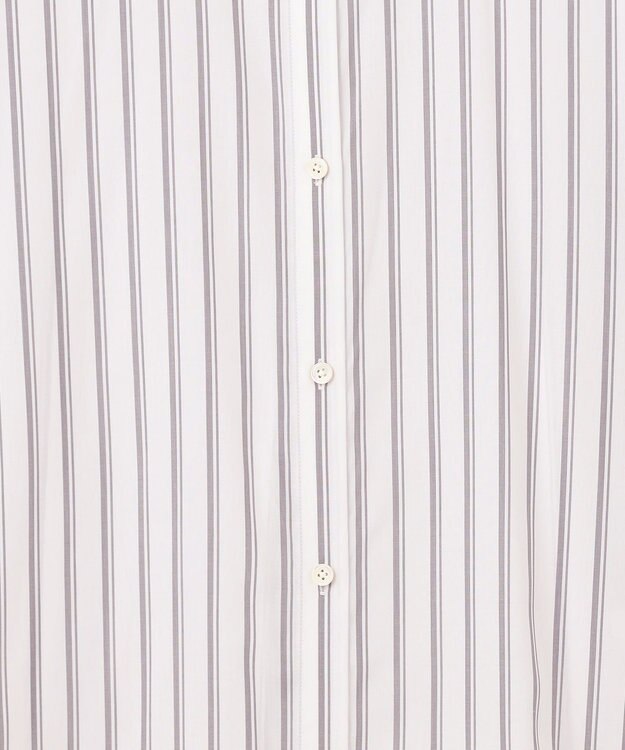 自由区 【洗える】SOMELOSテンセルバンドカラー シャツ オフ×スレート