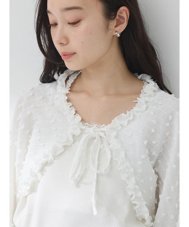 earth music&ecology ふくれジャガードボレロ Ivory