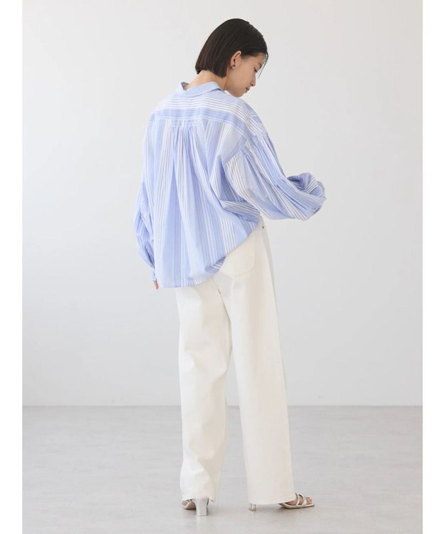 AMERICAN HOLIC ＵＶカット／接触冷感ギャザースリーブブラウス　 Stripe