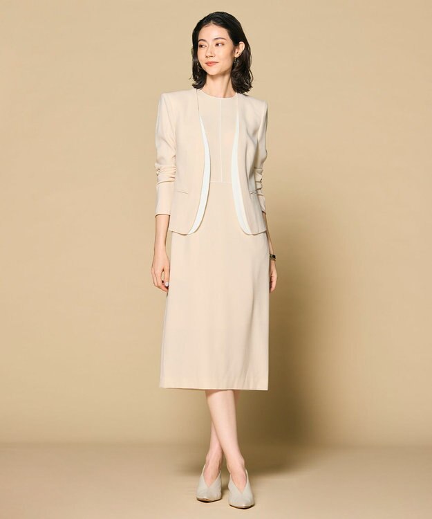 BEIGE， CINDY / ダブルカラージャケット Sheer Orange×White