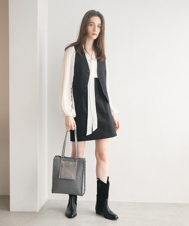 TOPKAPI 【TREASURE TOPKAPI】フェイクレザー ポーチ付き パラコード かがりトートバッグ グレー