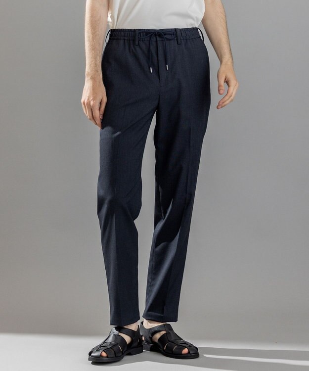 JOSEPH HOMME 【ストレッチ/ウエストゴム仕様】キャリーマンストレッチ ドロスト付ストレートパンツ / HOVE ネイビー系