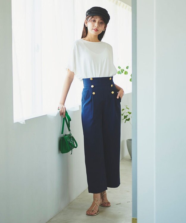 Feroux 【UVケア】リボンスリーブドルマン Tシャツ ホワイト系