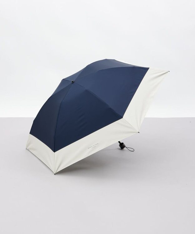 AURORA 【MACKINTOSH LONDON（マッキントッシュ ロンドン）】天然風バイカラー切継ぎ晴雨兼用パラソル（折りたたみ傘） ネイビー