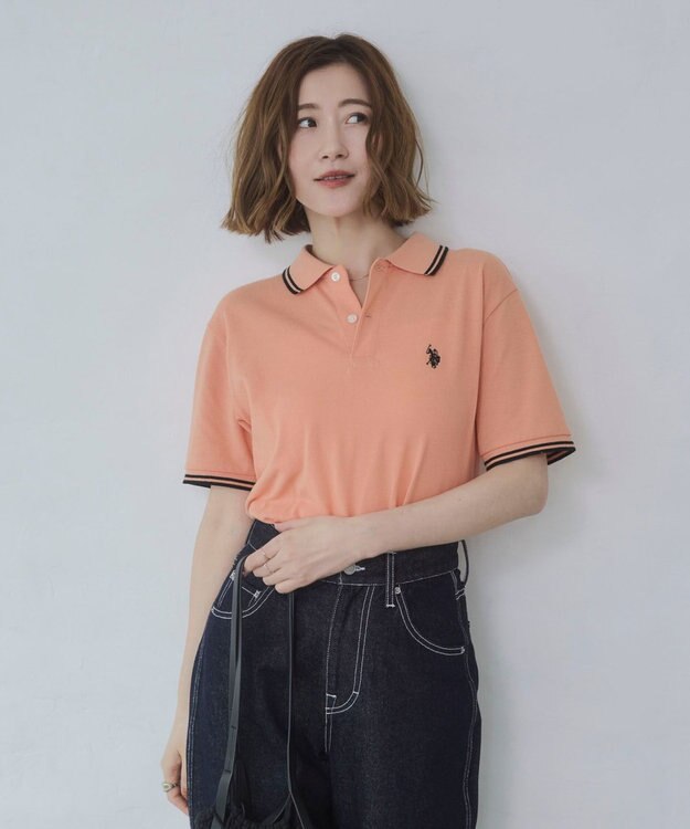 WEGO 【26年春夏新カラー登場/ユニセックス着用ITEM/SMLサイズ展開】U.S. POLO ASSN.別注ラインポロシャツ オレンジ