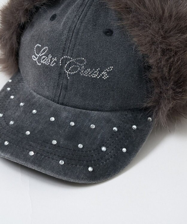 WEGO ラインストーンドッグイヤーキャップ ブラック