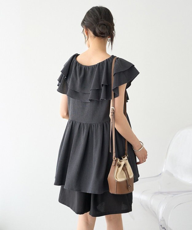 earth music&ecology ラッフルフリルワンピース Charcoal Gray