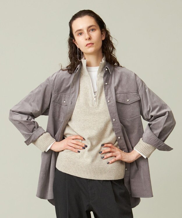 J.PRESS YORK STREET 【WOMEN】コーデュロイ ロングブラウス ライトグレー系