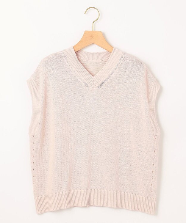 組曲 【WEB限定・前後着用可】コットンポリエステル杢プルオーバー ニット グレージュ系