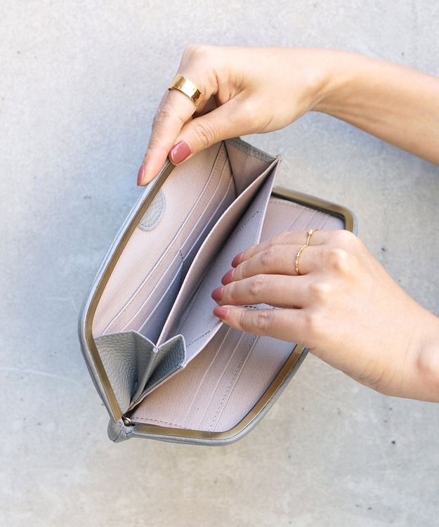 FOLNA RD ロング天溝がま口 財布 グレー