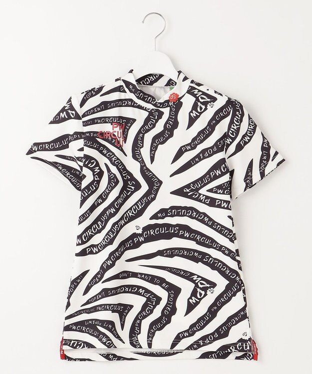 PW CIRCULUS 【UVカット / 吸水速乾 / 伸縮性抜群】【WOMEN】ゼブラ柄モック T ゴルフウェア レディース ブラック系5