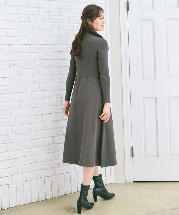 Feroux ジレ付きニット ワンピース グレー系