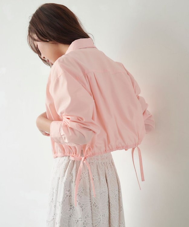 Feroux 【洗える】ショート丈ドロスト シャツ ピンク系
