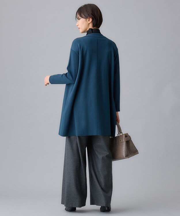 自由区 【洗える】ウールニットコンビジャージー ライトアウター リッツブルー系