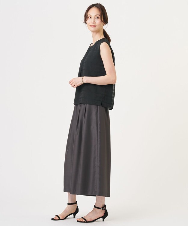J.PRESS LADIES 【WEB限定】シアーチェック ノースリーブ カットソー ブラックチェック系