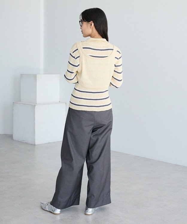 CRAFT STANDARD BOUTIQUE 2点セット/ベスト＋ハーフボタンリブニットトップ Beige