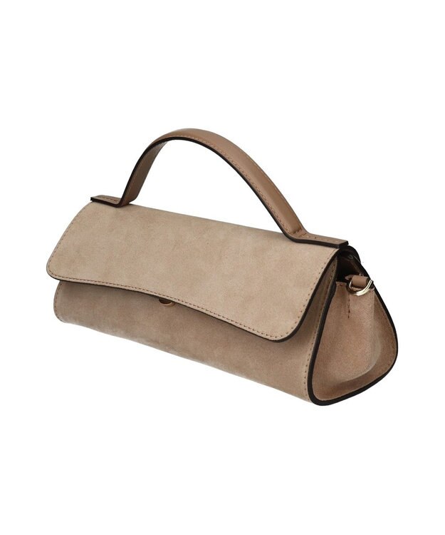 INTER-CHAUSSURES 【LORISTELLA】レザーコンビワイドフラップバッグ グレーコンビ