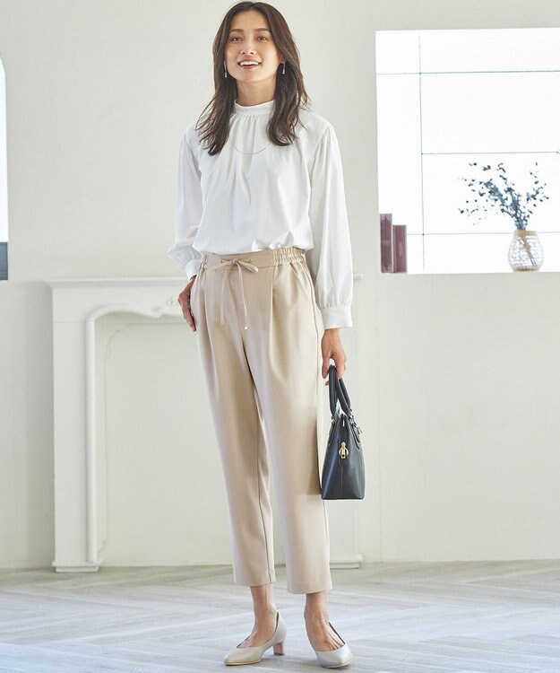 ANY 【ウエストゴム/ストレッチ/セットアップ可】イージィケアストレッチテーパードパンツ ベージュ