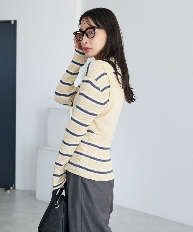 CRAFT STANDARD BOUTIQUE 2点セット/ベスト＋ハーフボタンリブニットトップ Beige