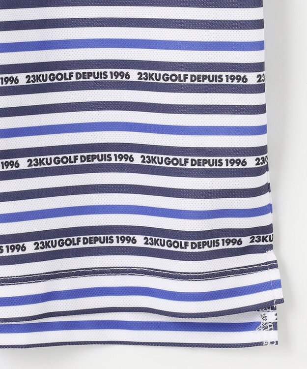 23区GOLF 【MEN】【吸水速乾・UVケア】ボーダーロゴ 半袖シャツ ネイビー系1