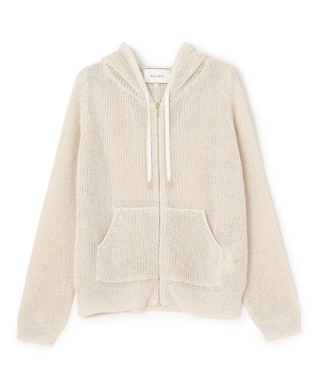 BEIGE， OPTICAL / フードカーディガン Ecru