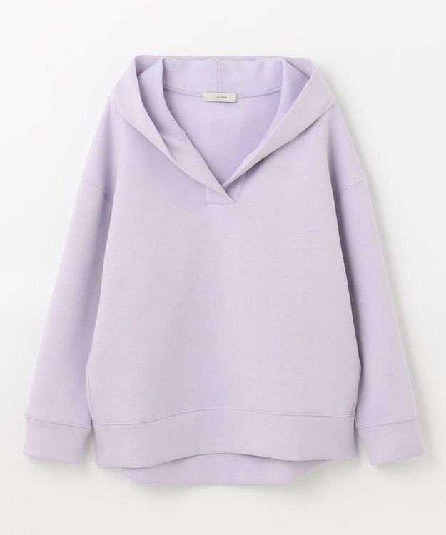 ANY 【洗える】ライトウエイト スリットネックパーカー ラベンダー