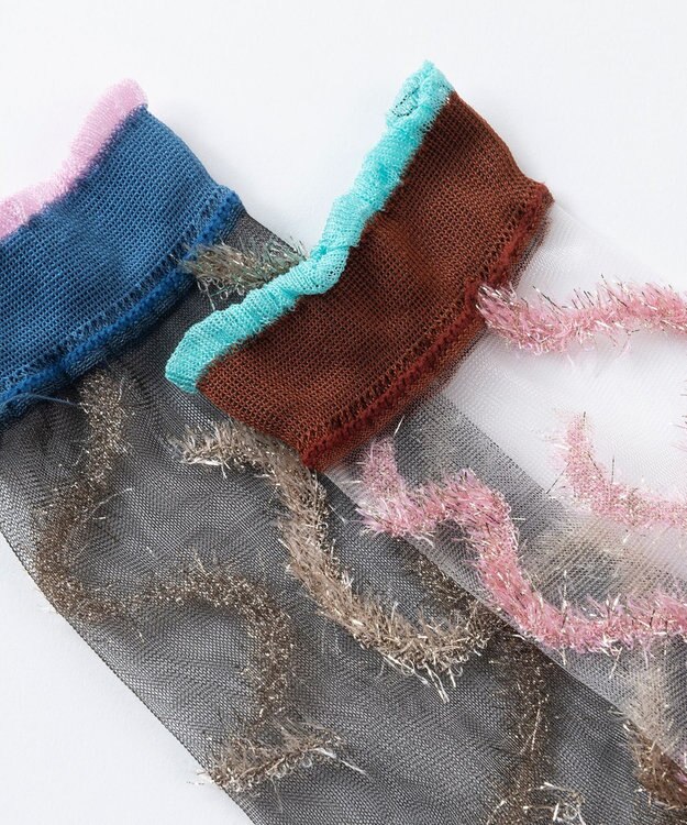 TRICOTE シースルーラインラメソックス 90WHITE