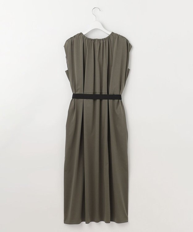 自由区 L 【洗える】ライトギャザーフレンチスリーブ ワンピース カーキ系