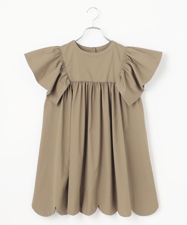 #Newans 【イージーケア】スカラップヘムチュニックブラウス カーキ系