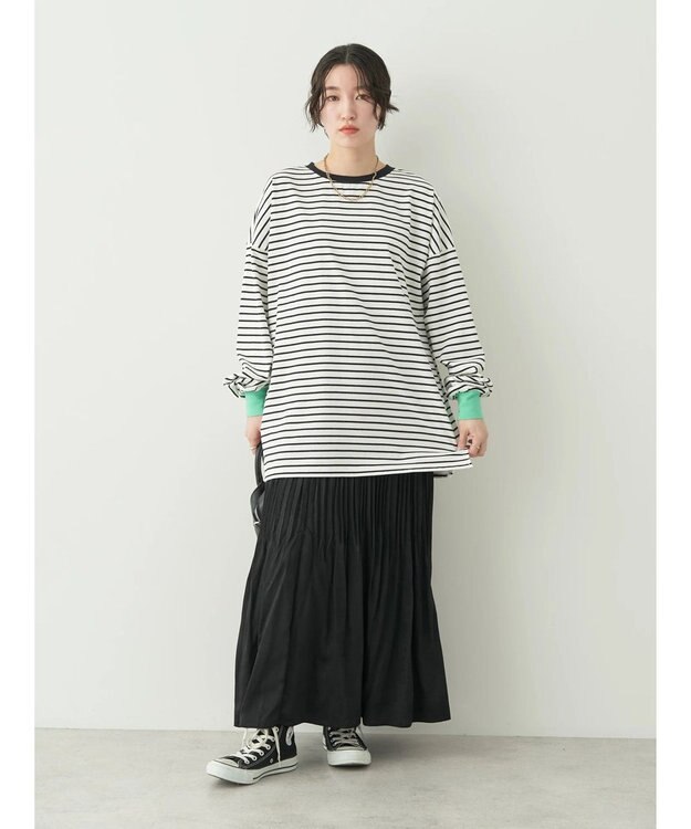 earth music&ecology トリカラーボーダーロンＴＥＥ Off White