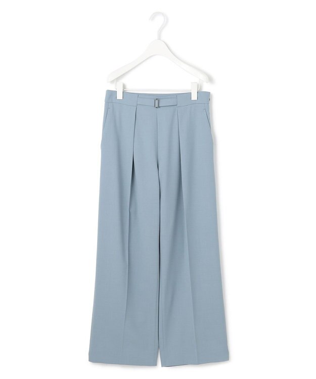 ICB 【洗える】ウール2WAYストレッチ ワイドストレートパンツ ブルーシェイド系