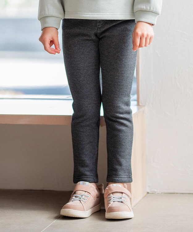 ANY KIDS 裏シャギー総柄ガーリーパンツ グレー×千鳥格子