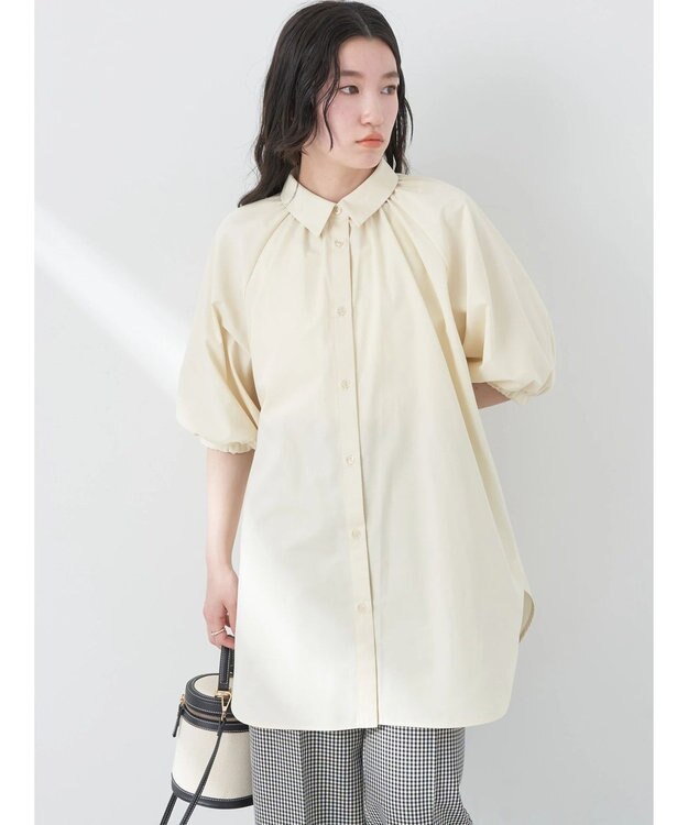 earth music&ecology パフスリーブチュニックブラウス Light Yellow