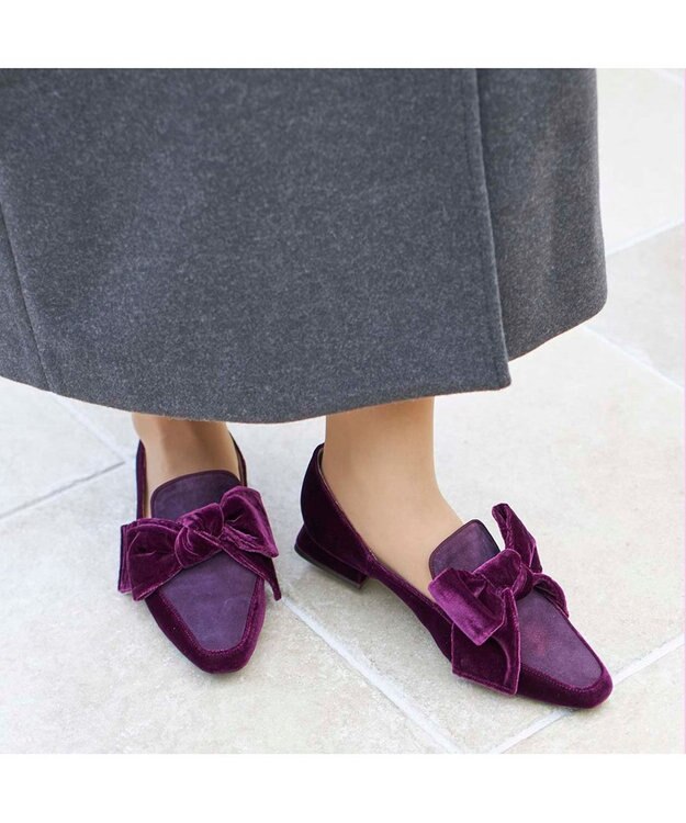 MODE ET JACOMO <MODE ET JACOMO>ベルベットリボンローファー ワインキジ