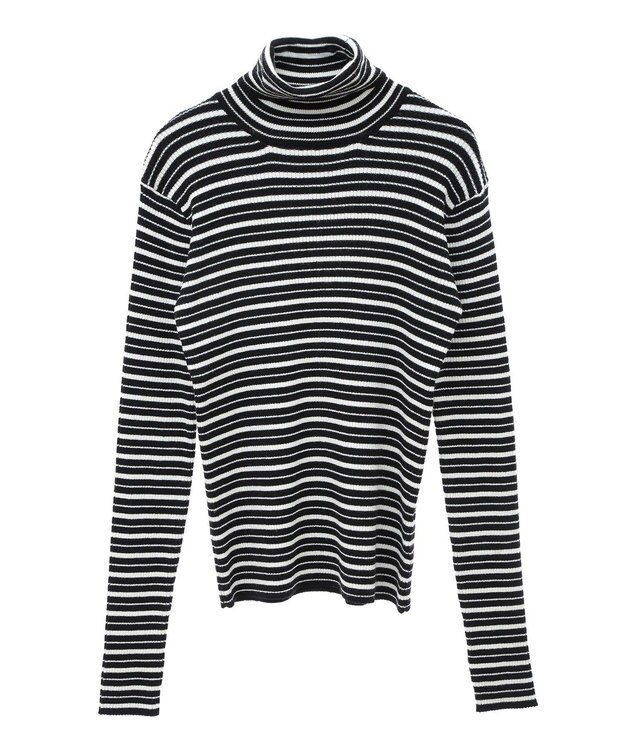 CRAFT STANDARD BOUTIQUE 洗える/とてもちリブタートルネックニットプルオーバー/24AW Border Black