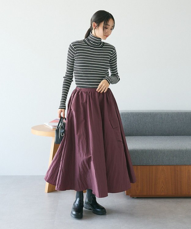 CRAFT STANDARD BOUTIQUE 洗える/とてもちリブタートルネックニットプルオーバー/24AW Border Black